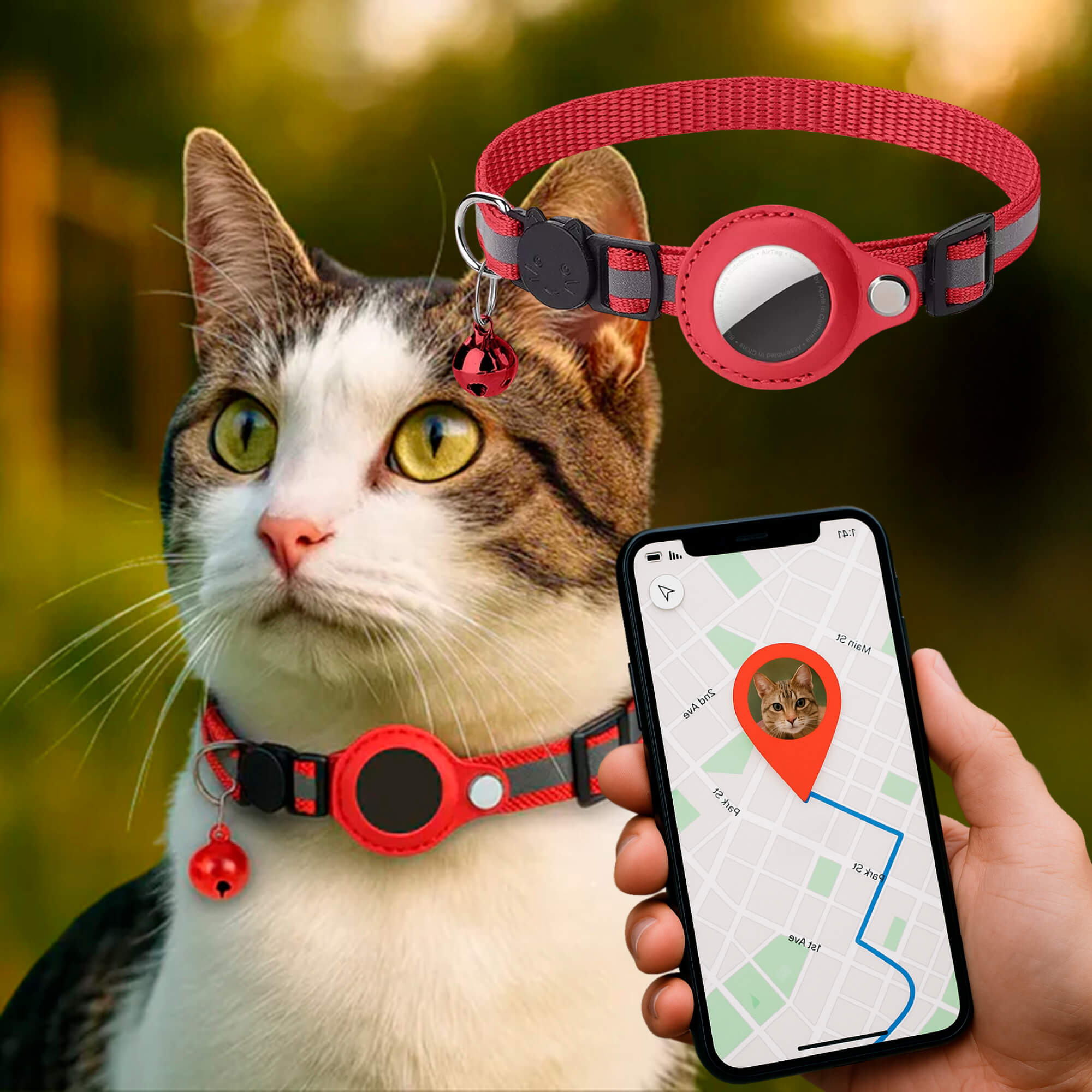 Durable Reflective Quick-Release Feline GPS Tracker Collar | Lersk