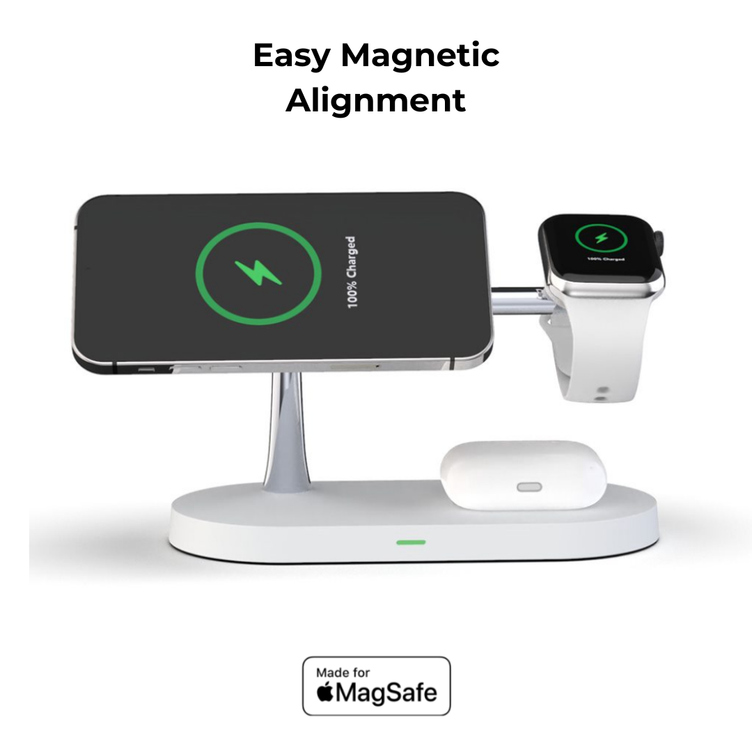 QuattroCharge 4v1 MagSafe bezdrátová nabíječka pro iPhone, Watch a Buds