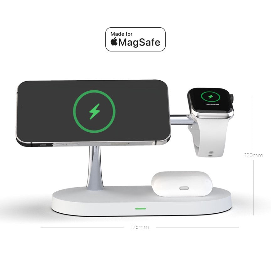 QuattroCharge 4v1 MagSafe bezdrátová nabíječka pro iPhone, Watch a Buds