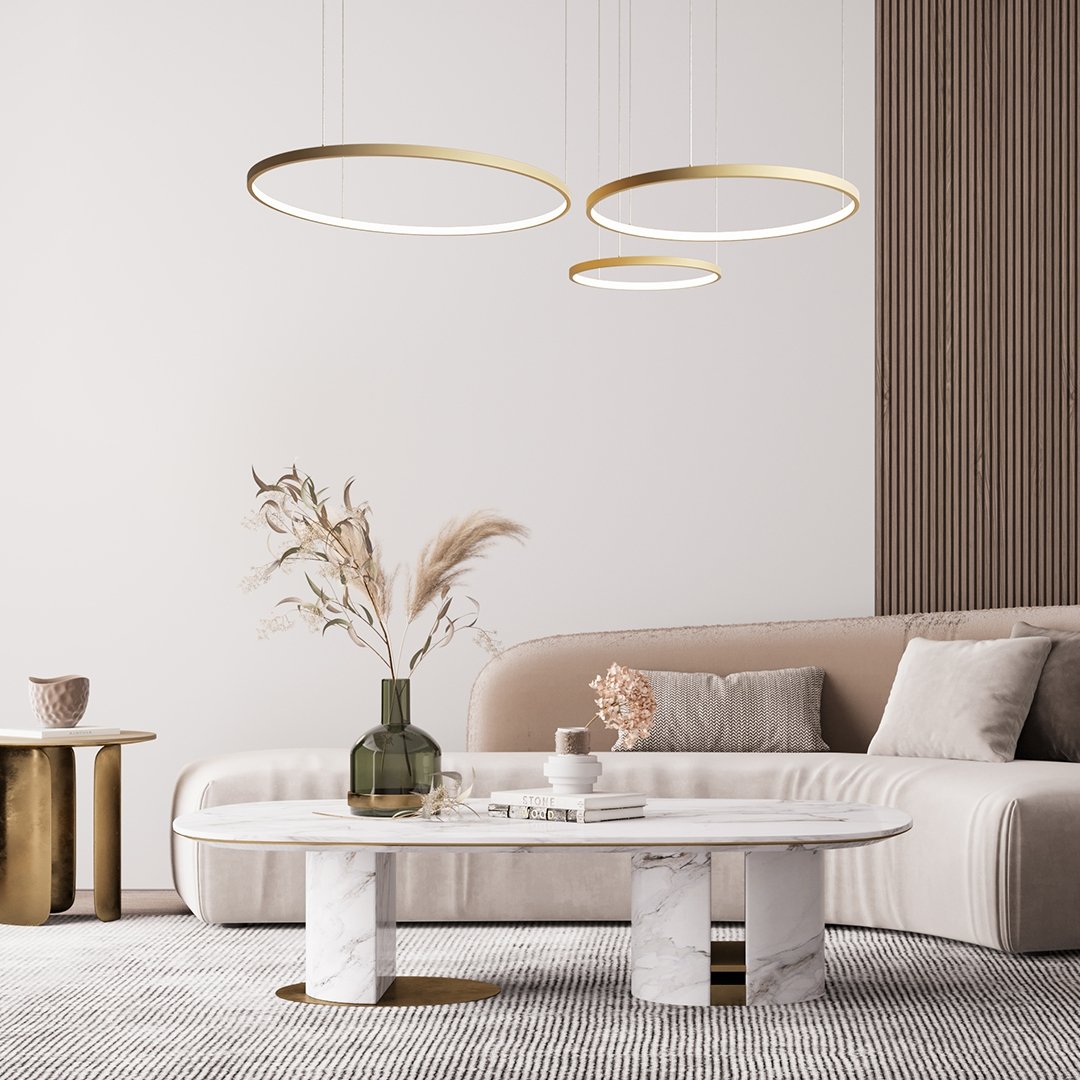 Suspension à LED AureaHalo à trois anneaux avec télécommande | Lersk