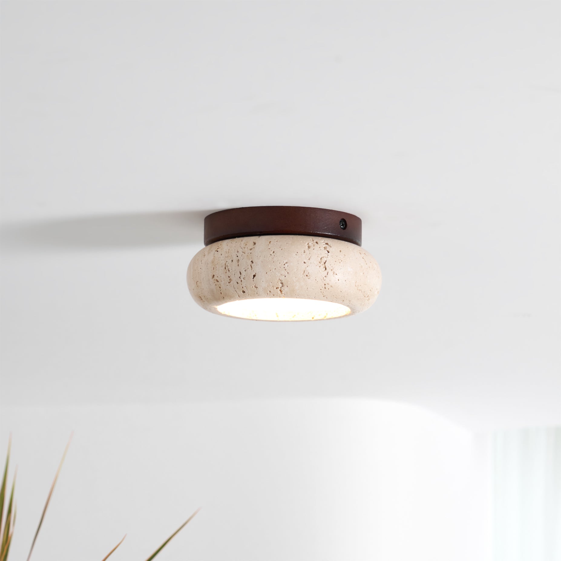 Stropní svítidlo TerraLuxe Ring Travertin Dřevo Mini Donut | Lersk