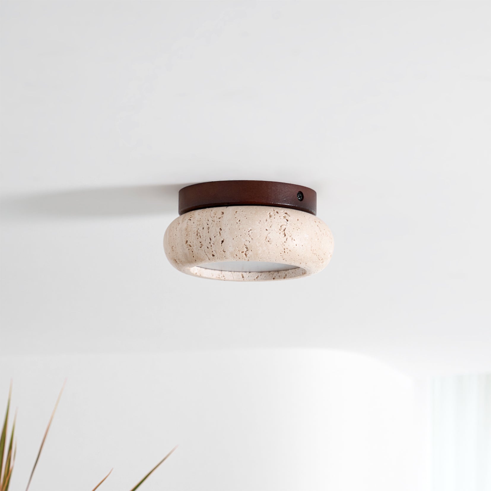 Stropní svítidlo TerraLuxe Ring Travertin Dřevo Mini Donut | Lersk