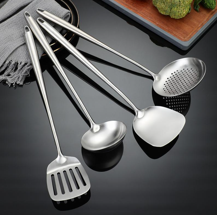 4-Piece Titanium Kitchen Utensil Set – Spatula, Ladle, Slotted Spoon & Knife | Lersk