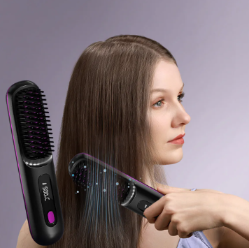 Cordless Portable Hair Straightener Brush with Ionic Technology & 3 Heat Settings | Lersk