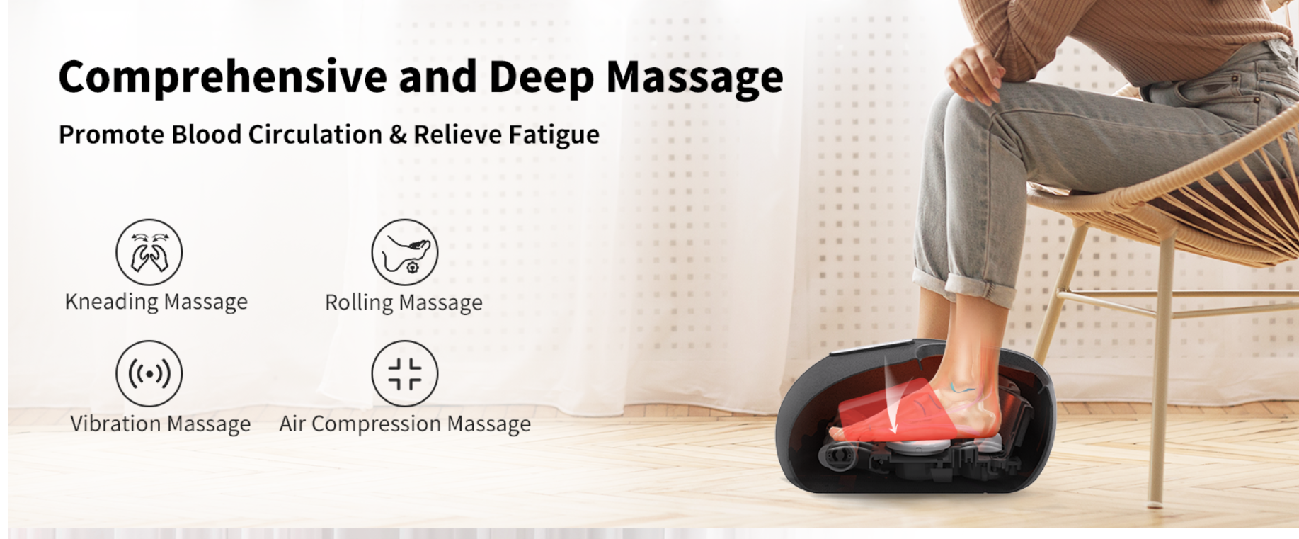 Masażer do stóp Shiatsu z podgrzewaniem i rolkami dla relaksu mięśni i komfortu stóp | Lersk