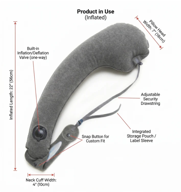 Ergonomic Travel Neck Pillow for Airplane & Car Comfort | Lersk