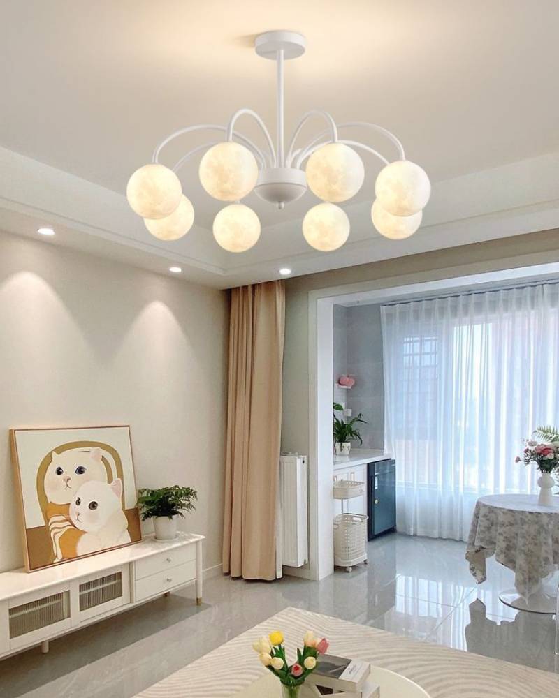 Celestial Moon Globe Chandelier For Kids Room Ceiling Light 6 Or 8 Heads | Lersk
