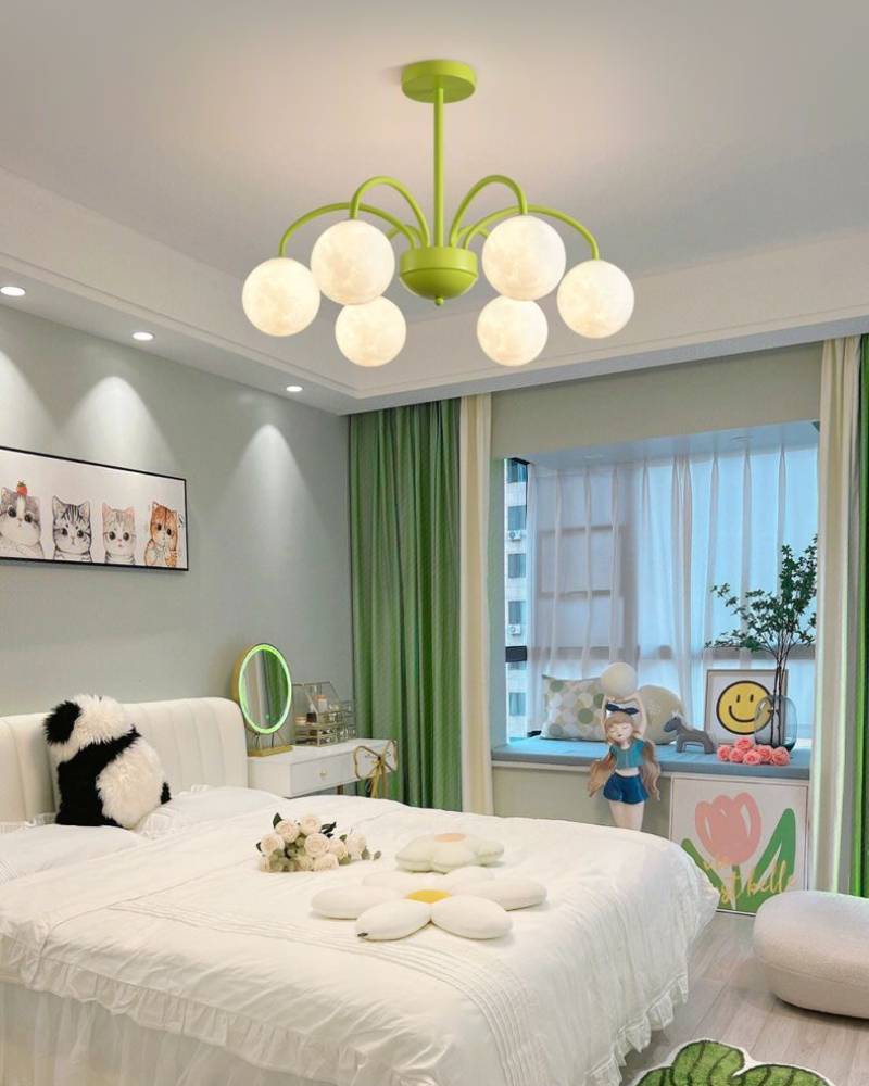 Celestial Moon Globe Chandelier For Kids Room Ceiling Light 6 Or 8 Heads | Lersk