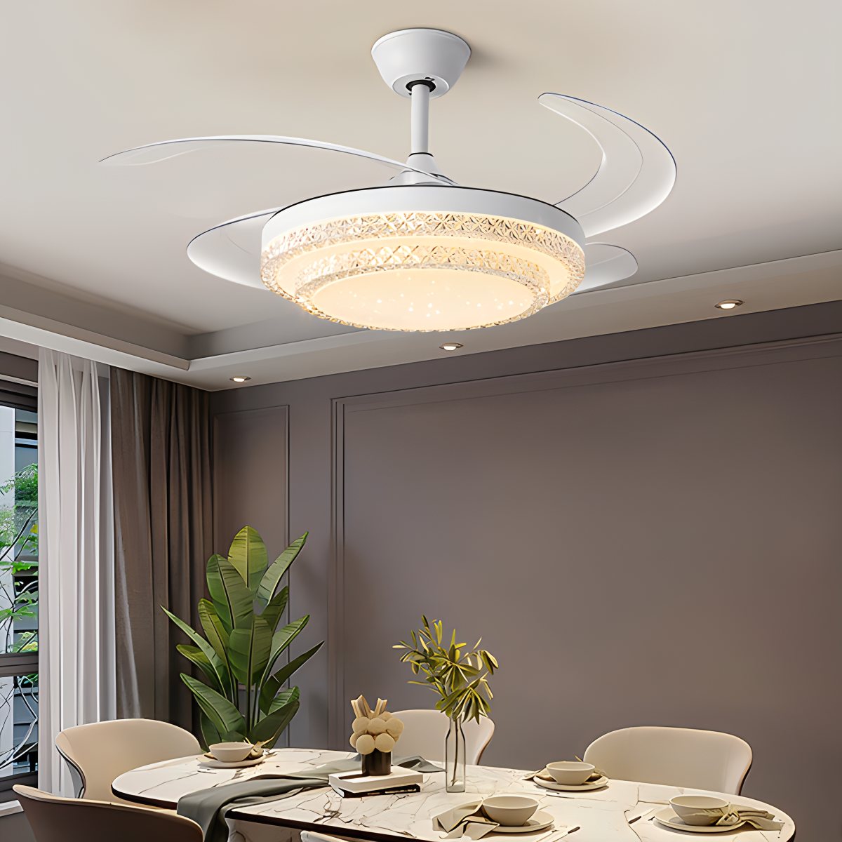 Luz de ventilador de techo tipo hugger con control remoto y regulable | Lersk