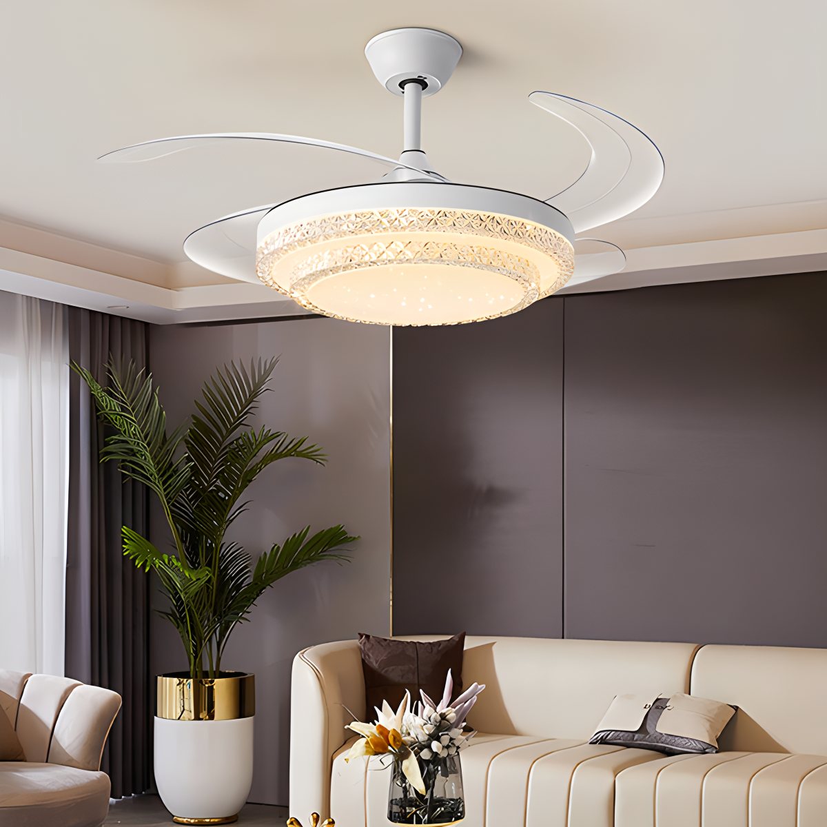 Luz de ventilador de techo tipo hugger con control remoto y regulable | Lersk