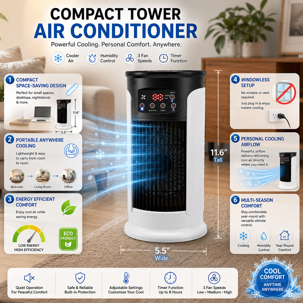 Cooling Portable Air Conditioner Energy Efficient Compact | Lersk