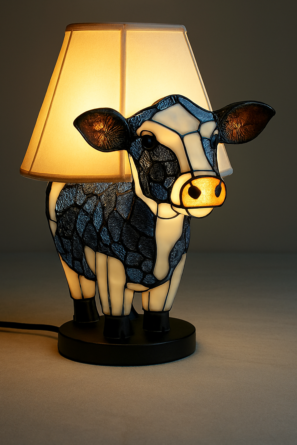 Lámpara de mesa de vidrio emplomado con diseño de animal para decoración del hogar y exhibición en estantes, acento de iluminación elegante | Lersk