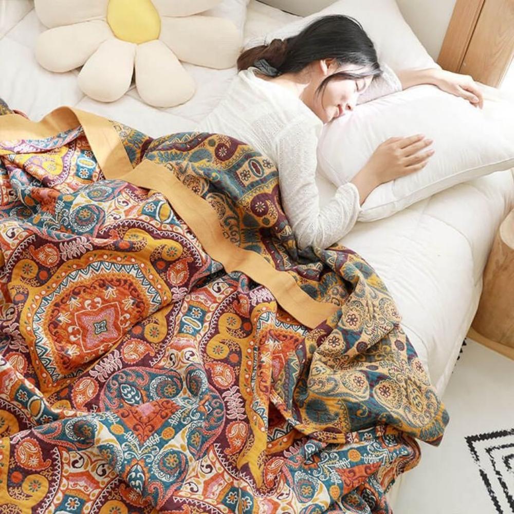 Boho Reversible Cooling Blanket Comfort Breathable Sleep | Lersk