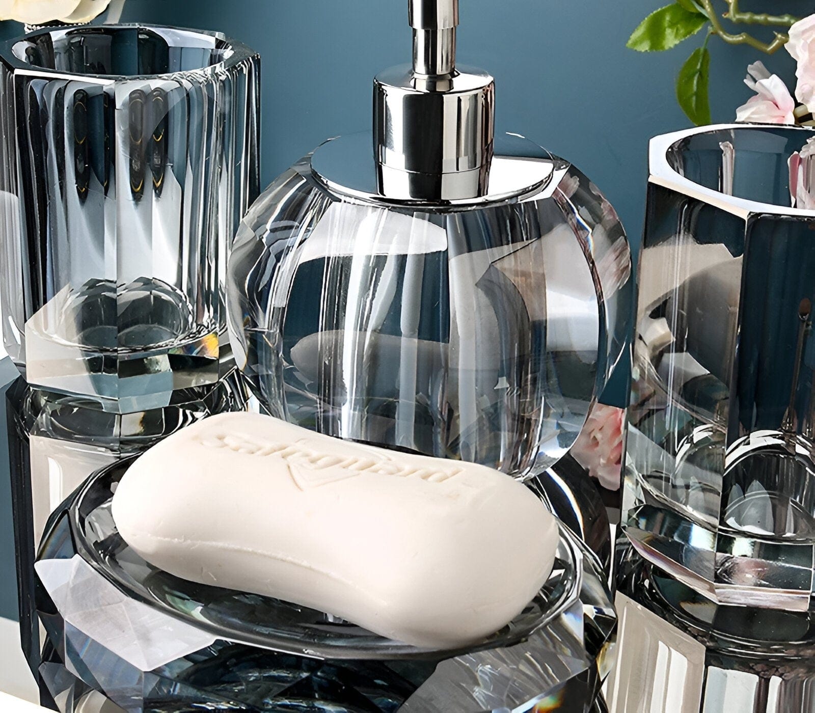 LumaGlass Crystal Glass Bath Accessory Ensemble Elite | Lersk