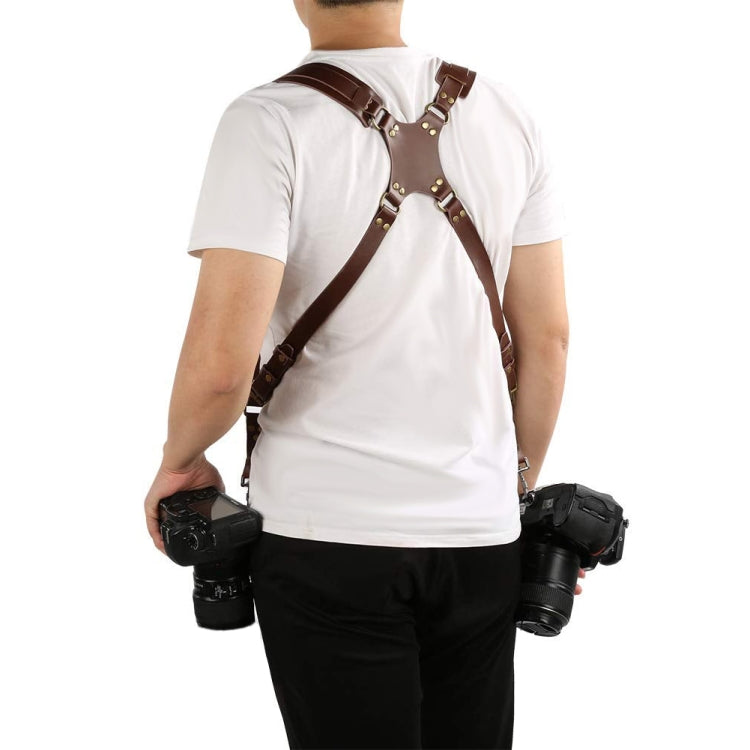 حزام كاميرا من الجلد مع قفل سريع وخطاف معدني مزدوج للكتف مقاوم للانزلاق لكاميرات SLR و DSLR بني | Lersk