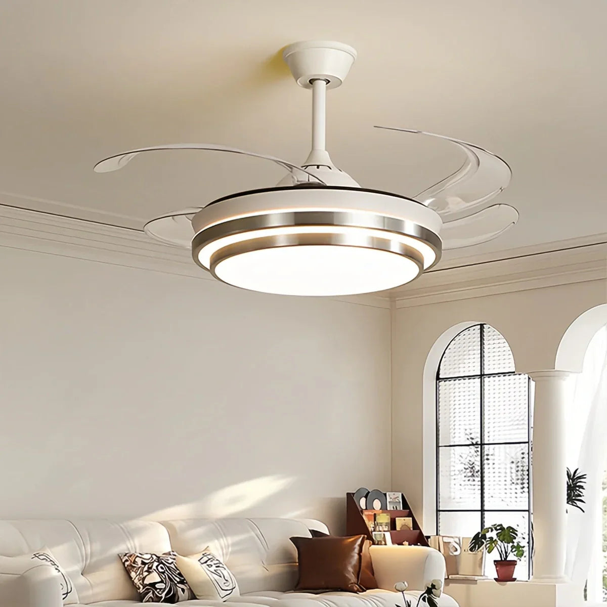 מאוורר תקרה מודרני לבן עם תאורה | Lersk