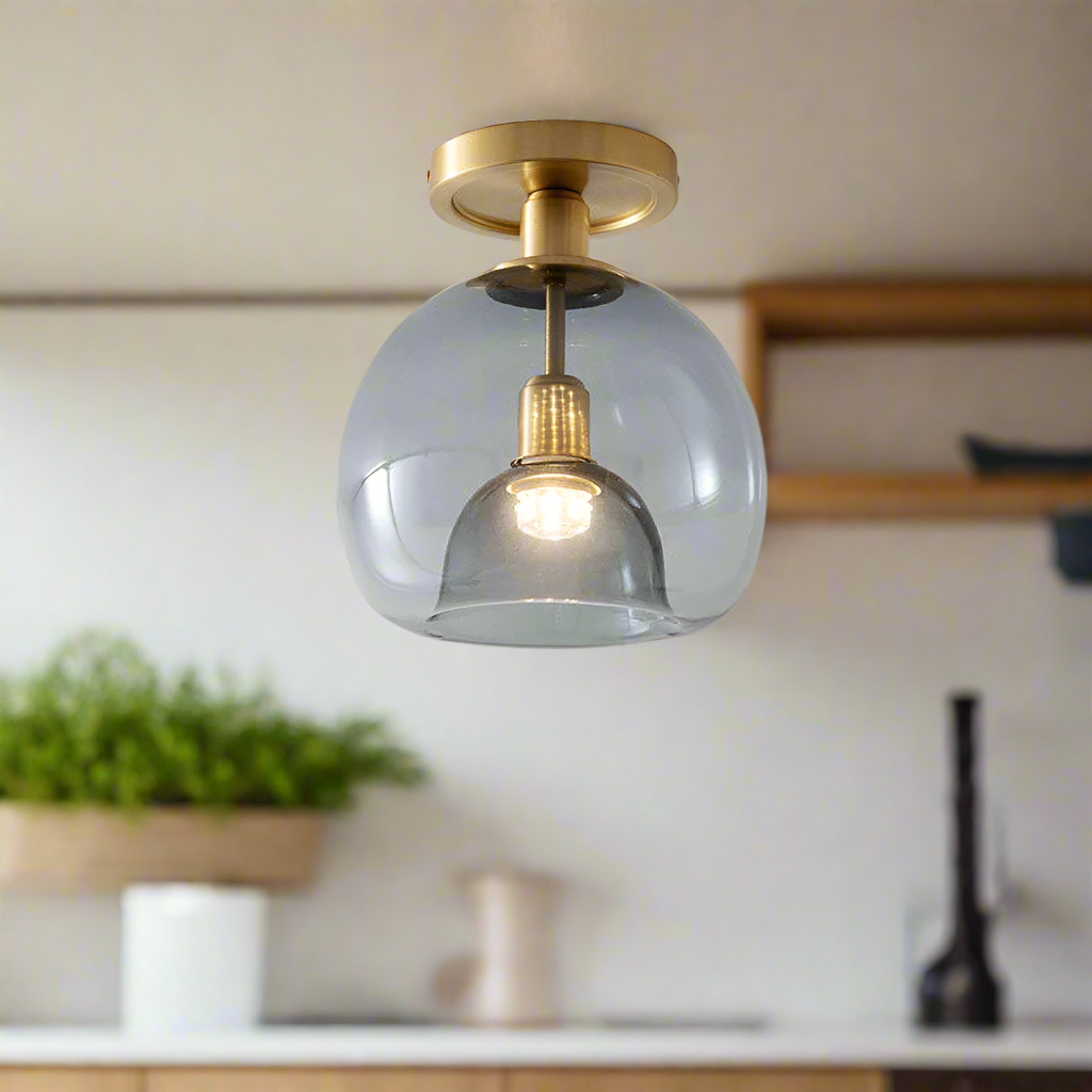 AerisGlow Grey Glass Ceiling Light Modern Minimalist | Lersk