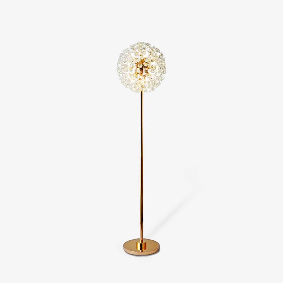 Stojací lampa Meadow Bloom Crystal s luxusním zlatým povrchem | Lersk