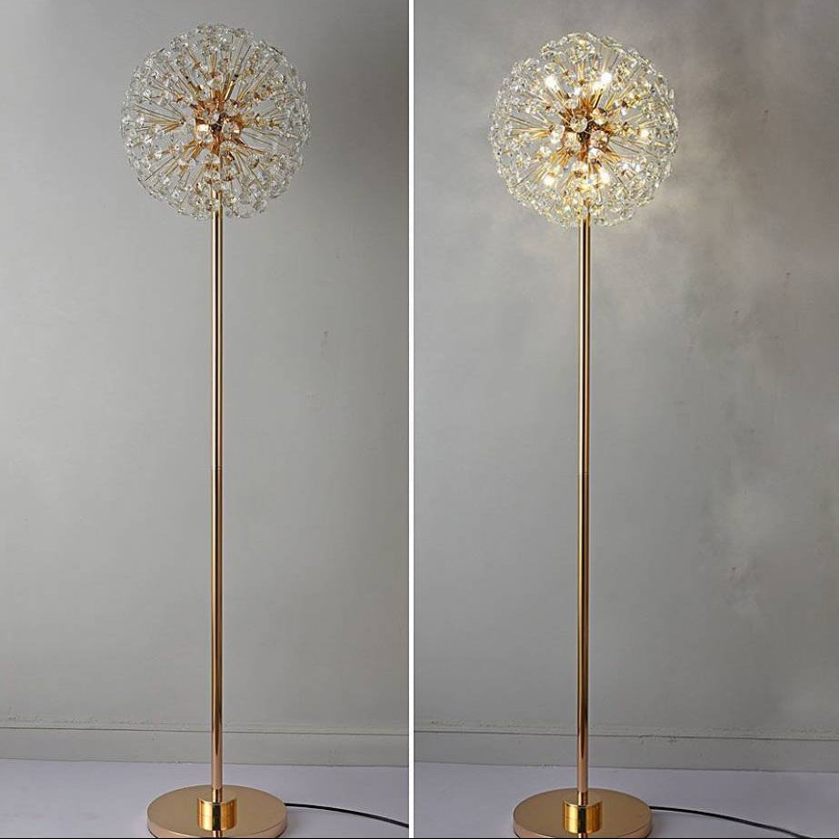 Stojací lampa Meadow Bloom Crystal s luxusním zlatým povrchem | Lersk