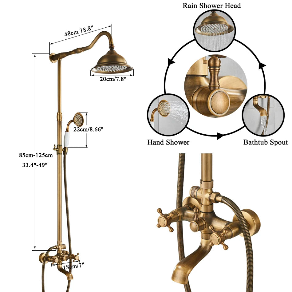 Marlen Classic Antique Brass vestavěný sprchový systém pro koupelnu a venkovní použití | Lersk