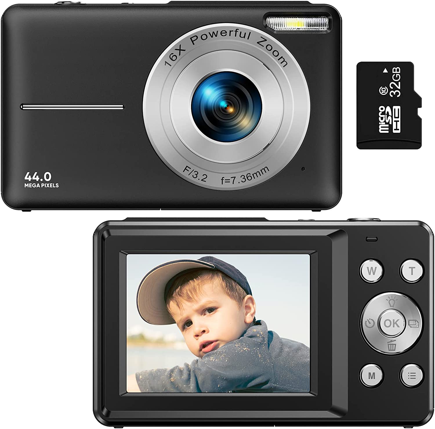 Fotocamera Vlogging Compatta Ricaricabile 44MP 1080P Zoom 16X | Lersk