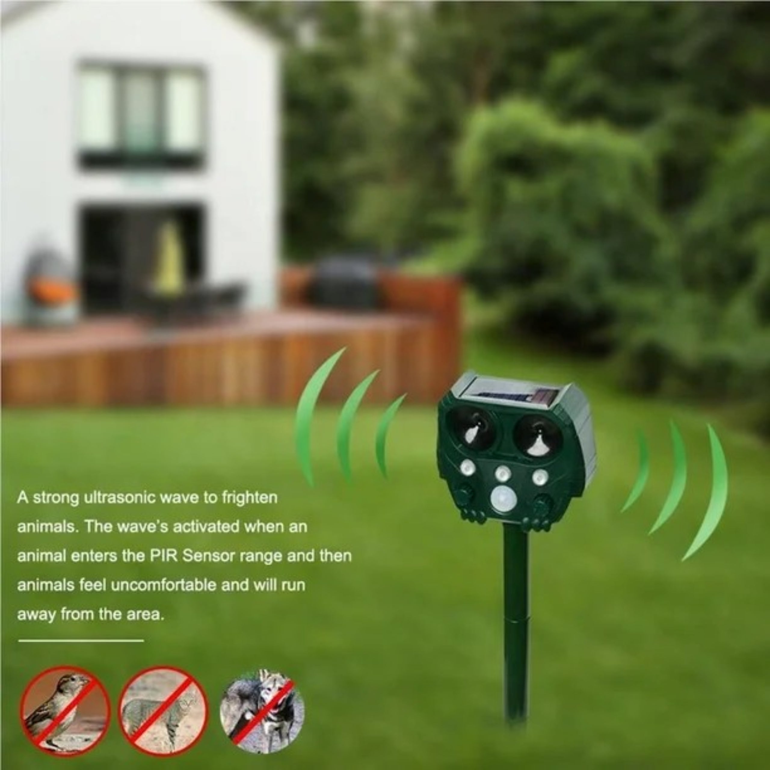 VerdantWave Dispositif Ultrasonique Extérieur Anti-Nuisibles pour Chats, Renards et Pigeons | Lersk