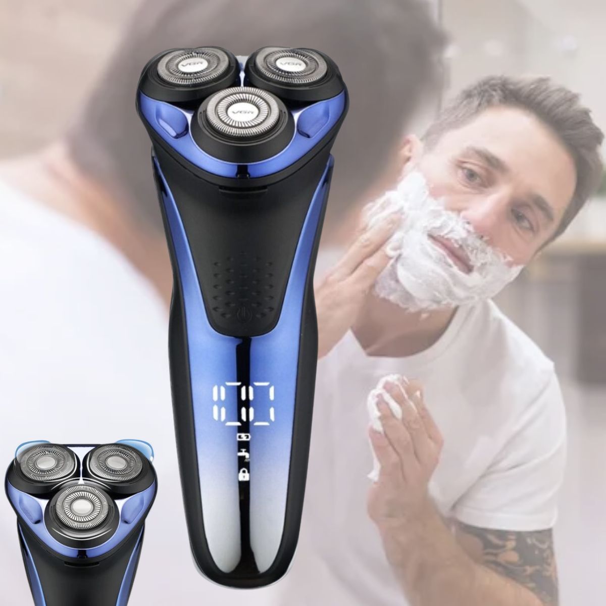 Afeitadora eléctrica impermeable para hombre con cabezales flexibles 3D, carga rápida e ideal para el cuidado diario | Lersk
