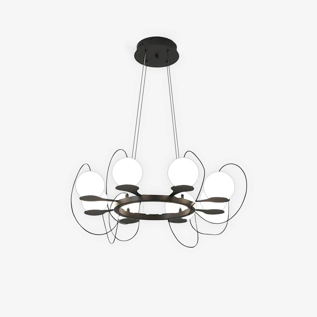 Moderne ringkrone LED loftslampe med globeskærme | Lersk