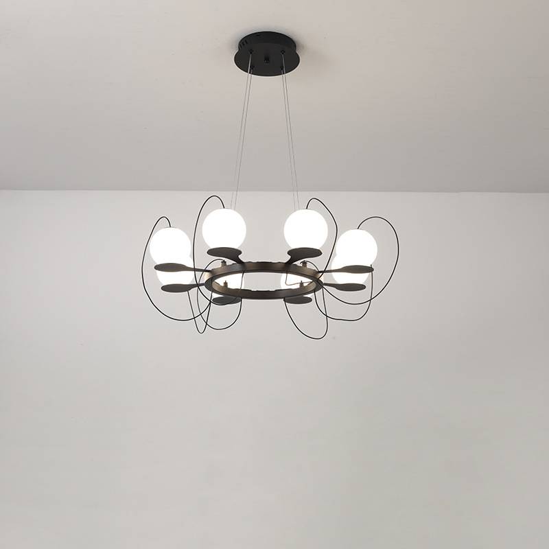 Moderne ringkrone LED loftslampe med globeskærme | Lersk