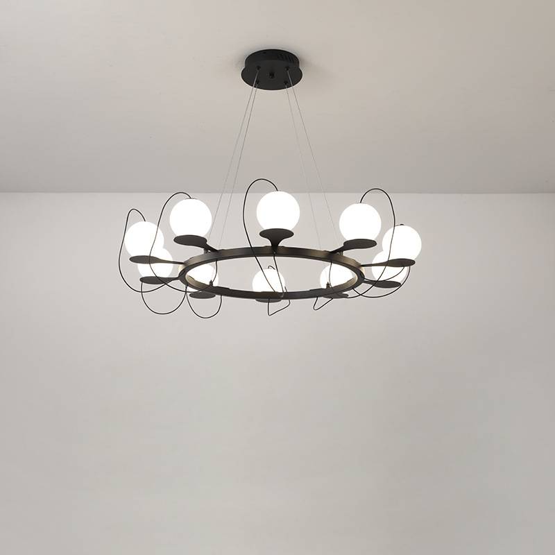 Moderne ringkrone LED loftslampe med globeskærme | Lersk