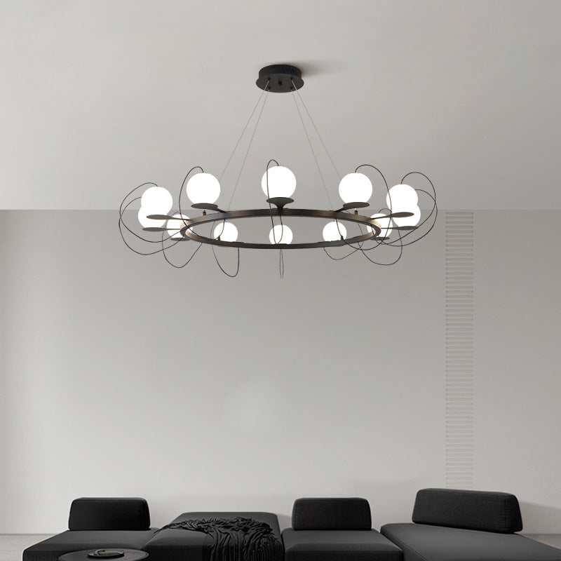 Moderne ringkrone LED loftslampe med globeskærme | Lersk