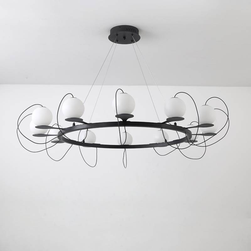 Moderne ringkrone LED loftslampe med globeskærme | Lersk