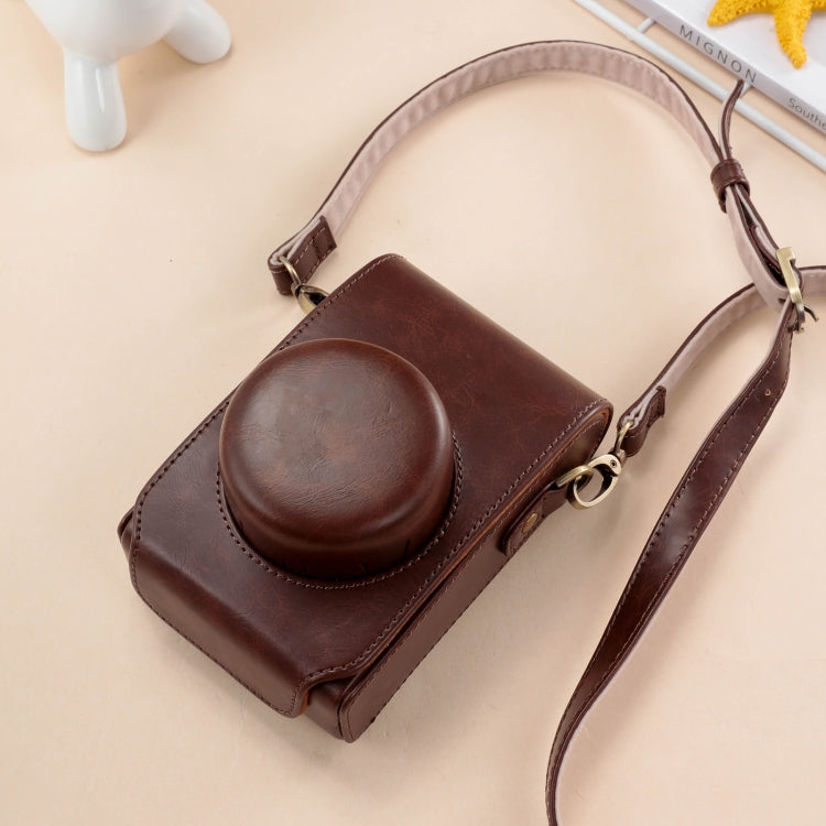 For FUJIFILM X100VI Full Body Leather Camera Case Bag With Strap In Coffee Color | Lersk