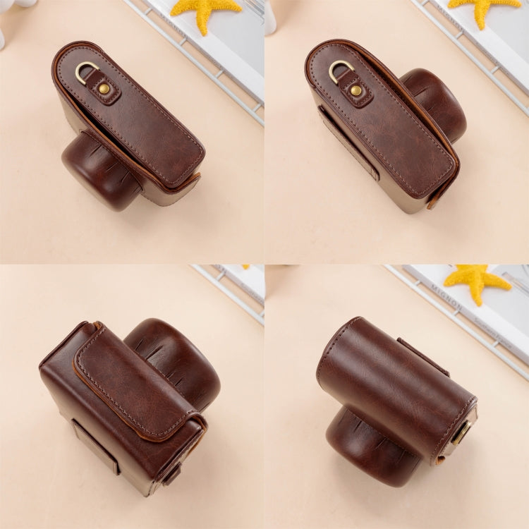 For FUJIFILM X100VI Full Body Leather Camera Case Bag With Strap In Coffee Color | Lersk