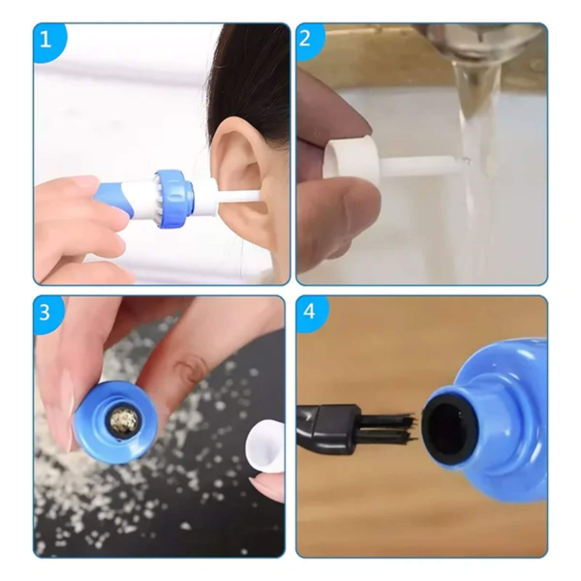 أداة شفط شمع الأذن الكهربائية مع رأس سيليكون مريح، تصميم مدمج لنظافة الأذن الآمنة في المنزل أو أثناء السفر | Lersk