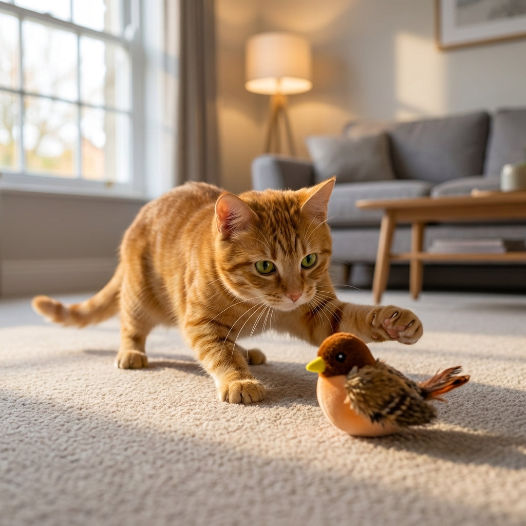 Rechargeable Electronic Flapping Bird Cat Toy With Motion Sound And Light | Lersk