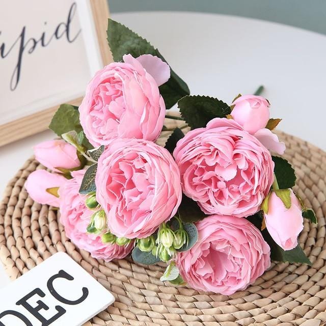 Elegantes Pfingstrosen-Blumenarrangement für Wohnkultur aus hochwertigem Vliesstoff | Lersk