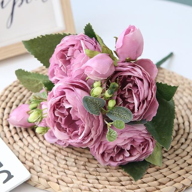 Elegantes Pfingstrosen-Blumenarrangement für Wohnkultur aus hochwertigem Vliesstoff | Lersk