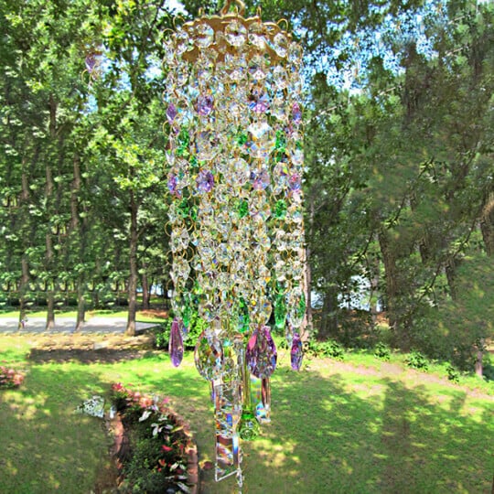 Carillon à vent en cristal HarmonyGleam pour décoration de jardin paisible et ambiance extérieure | Lersk