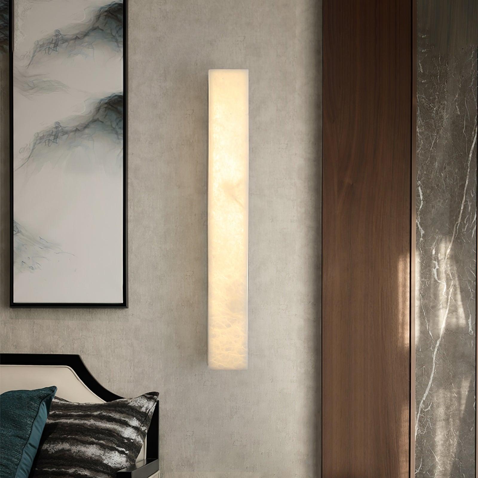 Lyra Brass Alabaster Wall Lamp Modern Vertical for Bedroom | Lersk