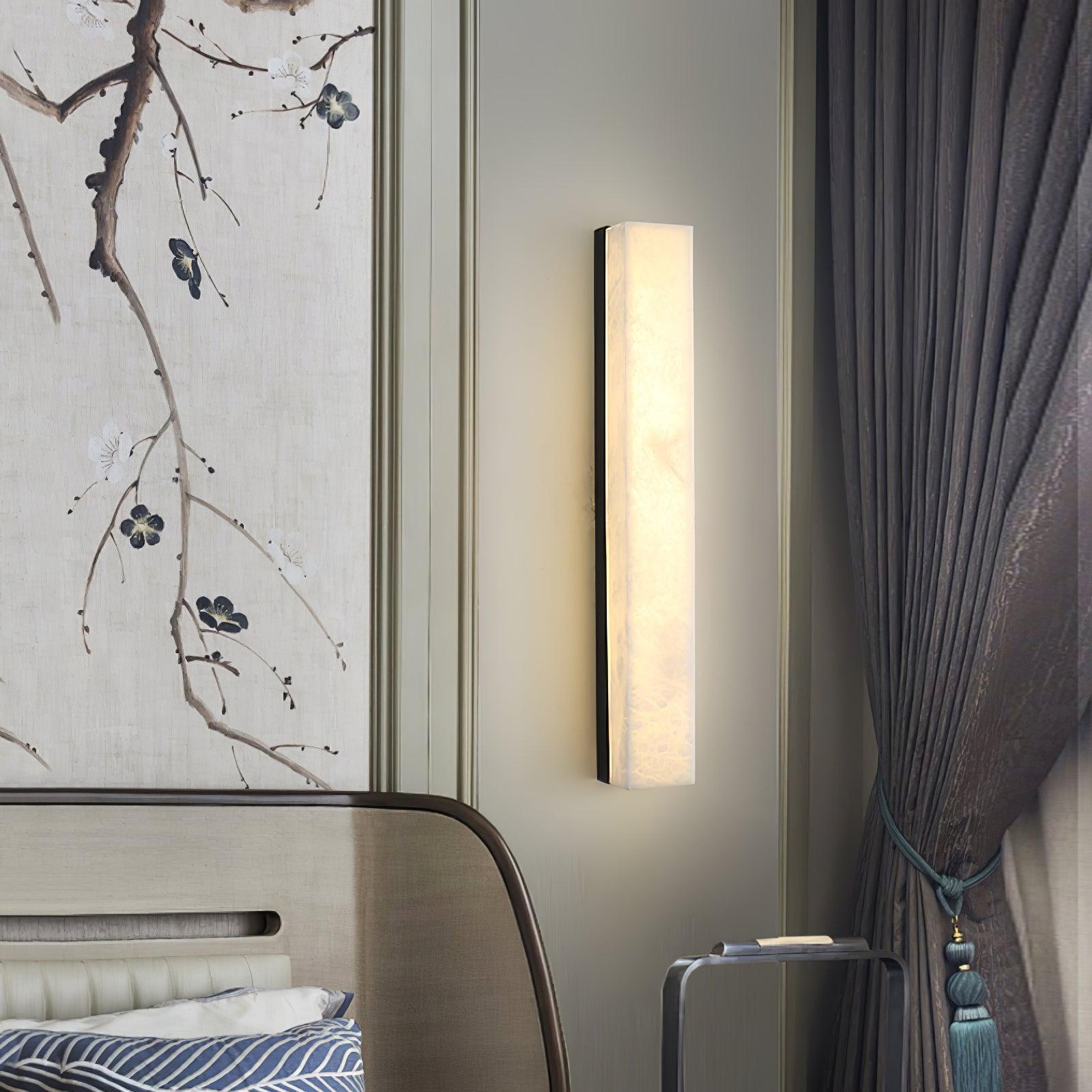 Lyra Brass Alabaster Wall Lamp Modern Vertical for Bedroom | Lersk