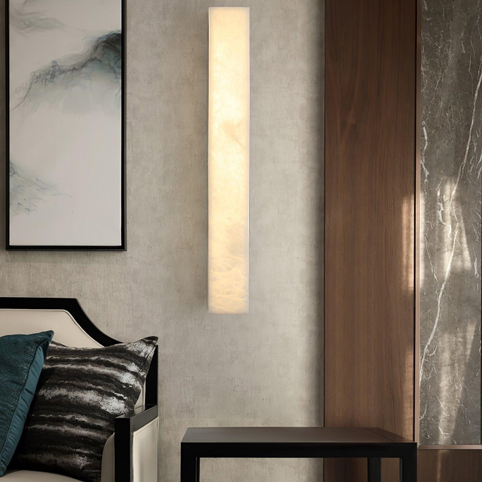 Lyra Brass Alabaster Wall Lamp Modern Vertical for Bedroom | Lersk