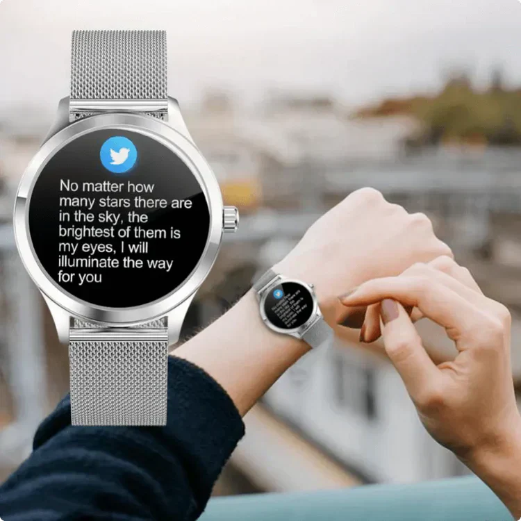 Smartwatch Feminino AstraNova Luxe com Monitorização de Saúde e Ecrã de Cristal | Lersk