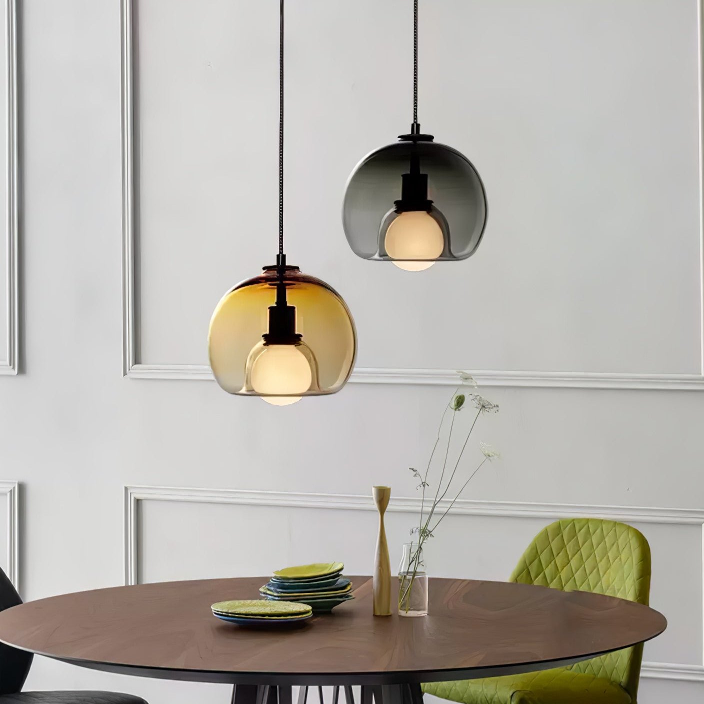 Lumeza | Minimalistická závěsná lampa ze skla a kovu pro domácnosti | Lersk