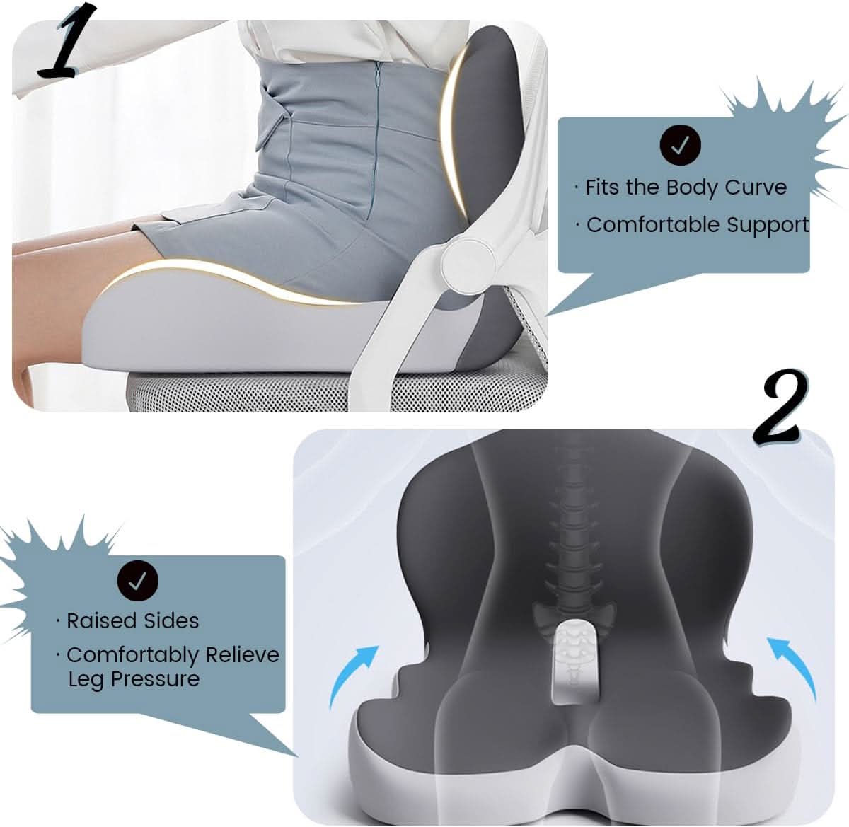 ErgoComfort Sedák Ergonomický Polštář z Paměťové Pěny pro Podporu Zad a Pohodlí | Lersk