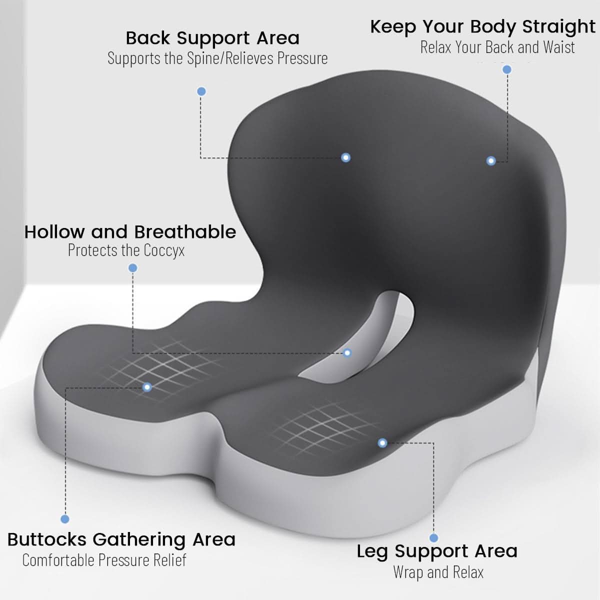 ErgoComfort Sedák Ergonomický Polštář z Paměťové Pěny pro Podporu Zad a Pohodlí | Lersk