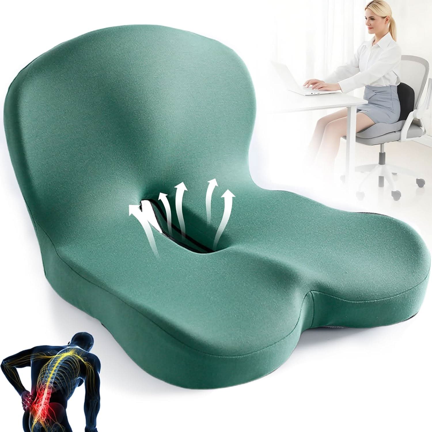 ErgoComfort Sedák Ergonomický Polštář z Paměťové Pěny pro Podporu Zad a Pohodlí | Lersk