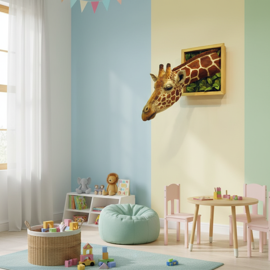 Giraffe Head Wall Decoration, 3D Sculpture Lifesize Decoration For Interior Walls | Lersk