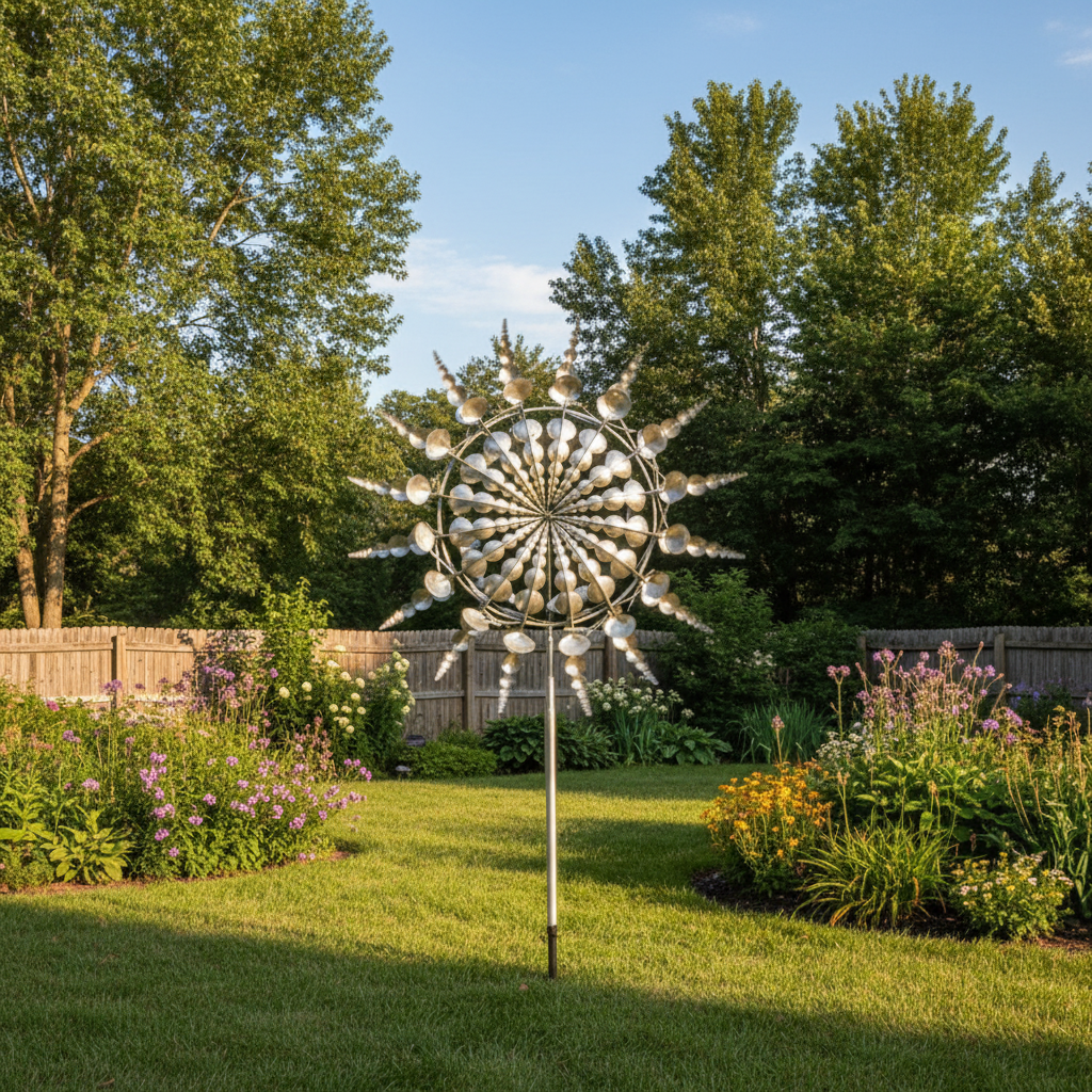 Novo Moinho de Vento Mágico em Metal Anti-Ferrugem e Rodas de Vento Cinéticas para Decoração de Jardim | Lersk