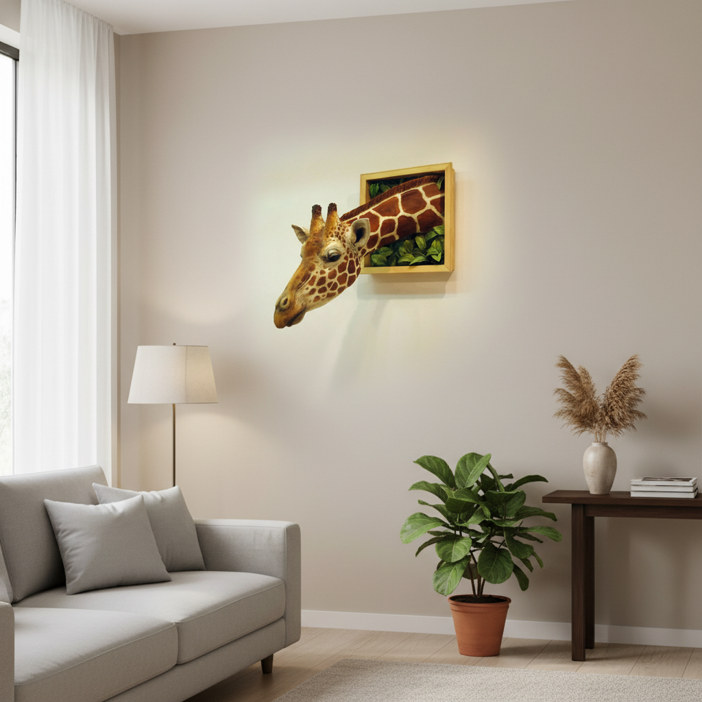 Giraffe Head Wall Decoration, 3D Sculpture Lifesize Decoration For Interior Walls | Lersk